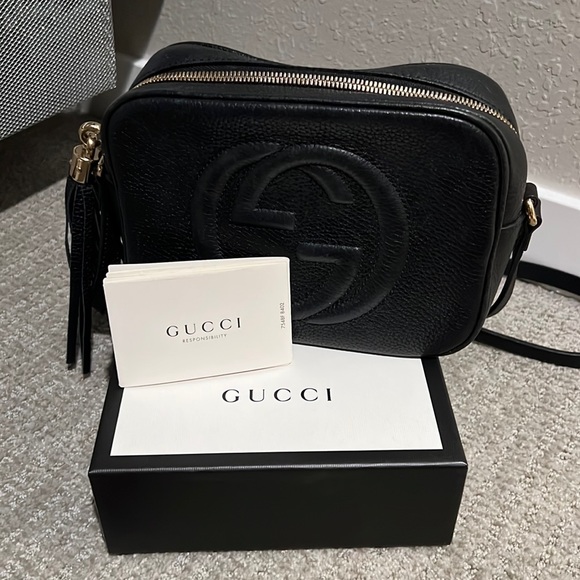 GUCCI Soho Disco Black Leather Crossbody Purse (308364 520981)